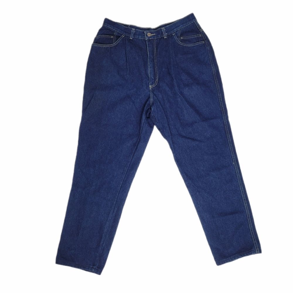 VINTAGE 80s mom jeans high rise dark wash pleated‎ denim 12